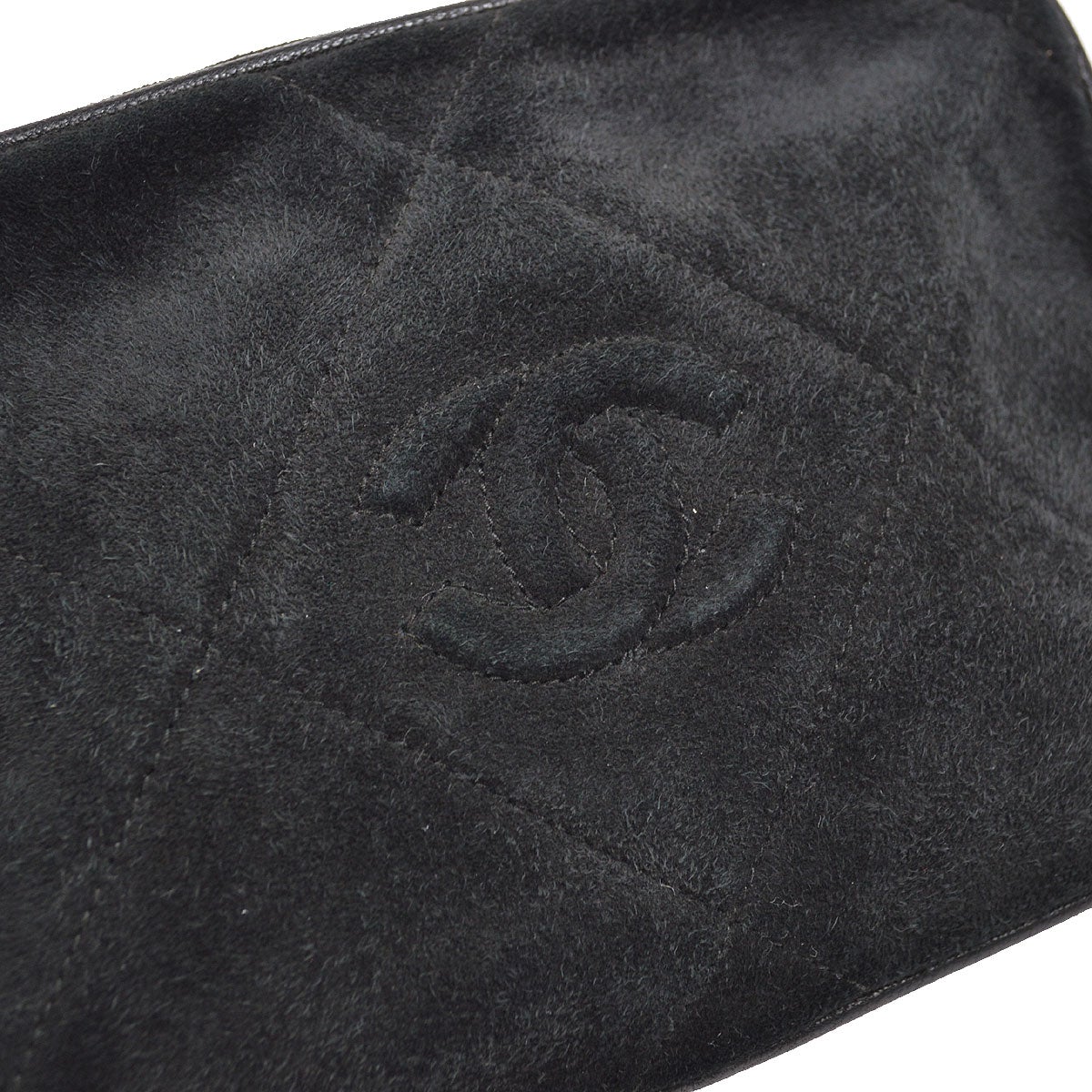 CHANEL 1986-1988 Black Suede Diamond Camera Bag Mini 01505