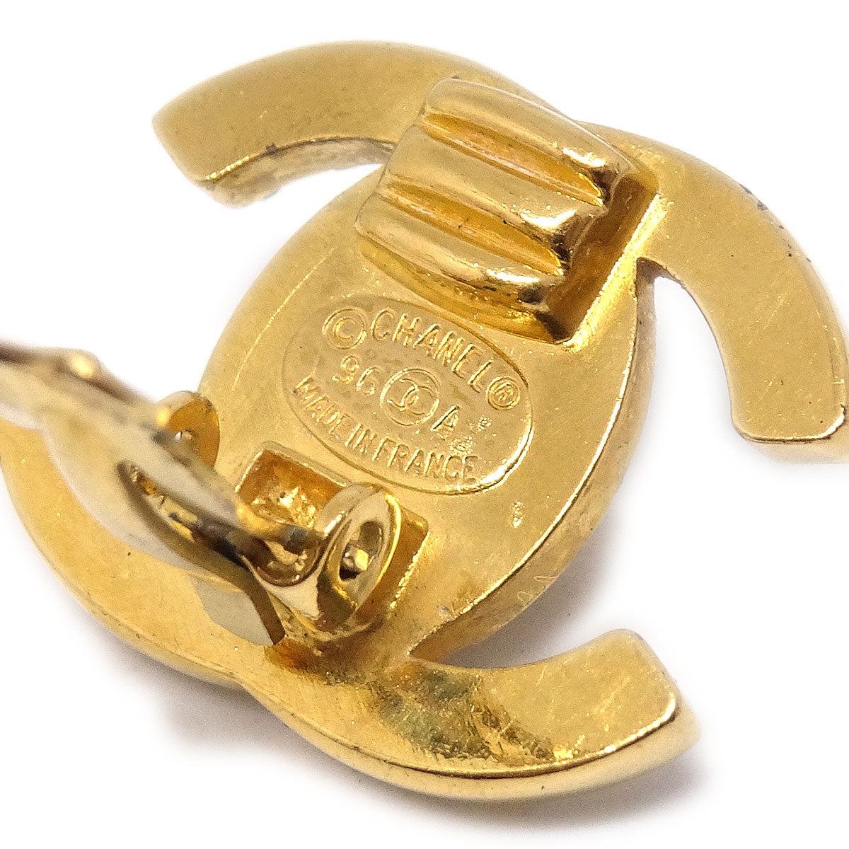 CHANEL 1996 Gold & Crystal CC Turnlock Earrings Small 12975