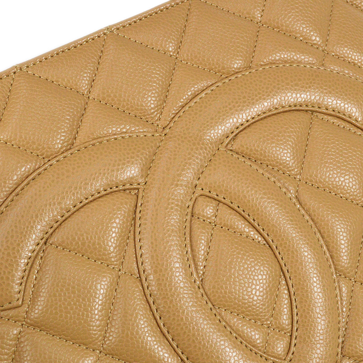 CHANEL 2003-2004 Beige Caviar Medallion Tote