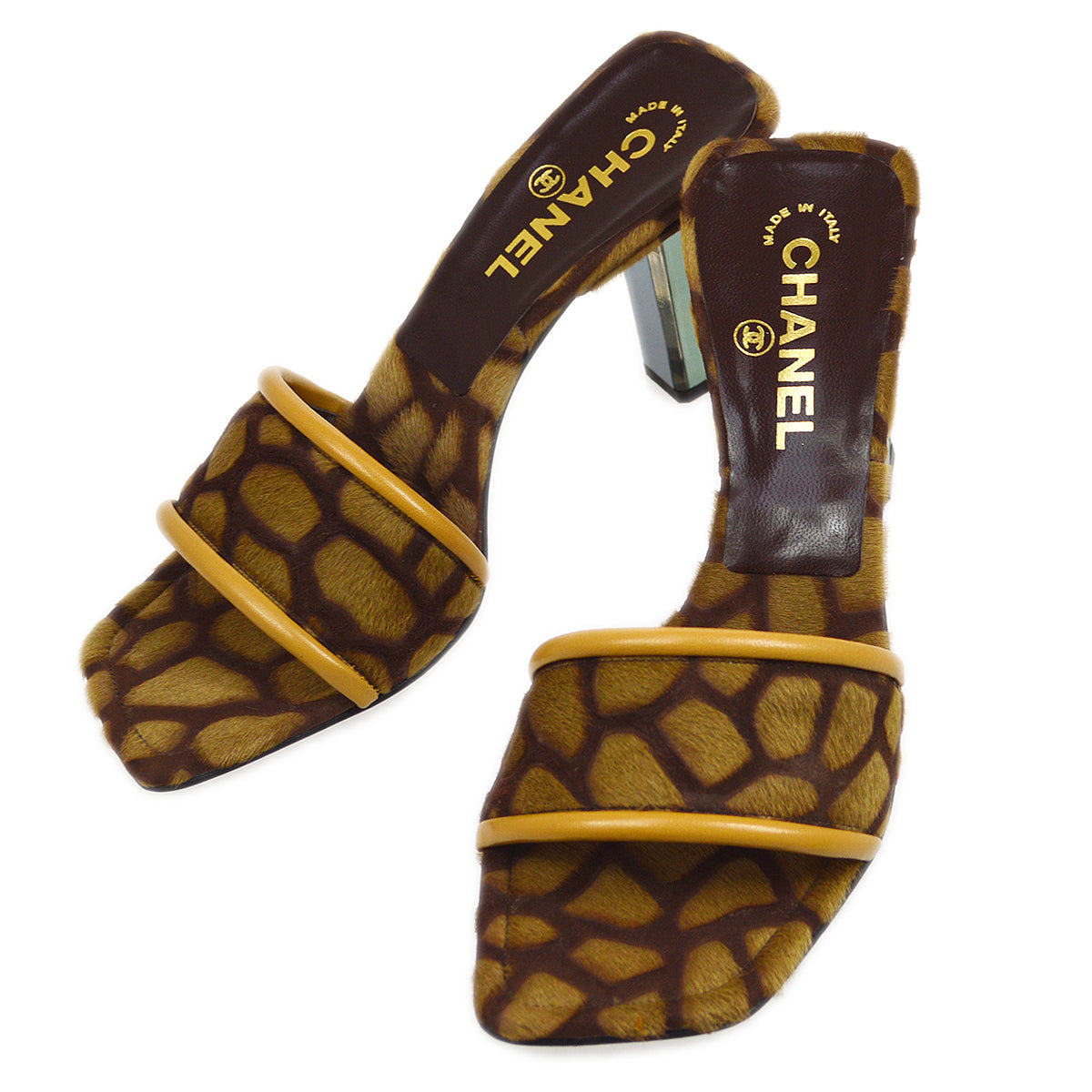 Chanel Cruise 2001 Giraffe Print Mules Shoes #37