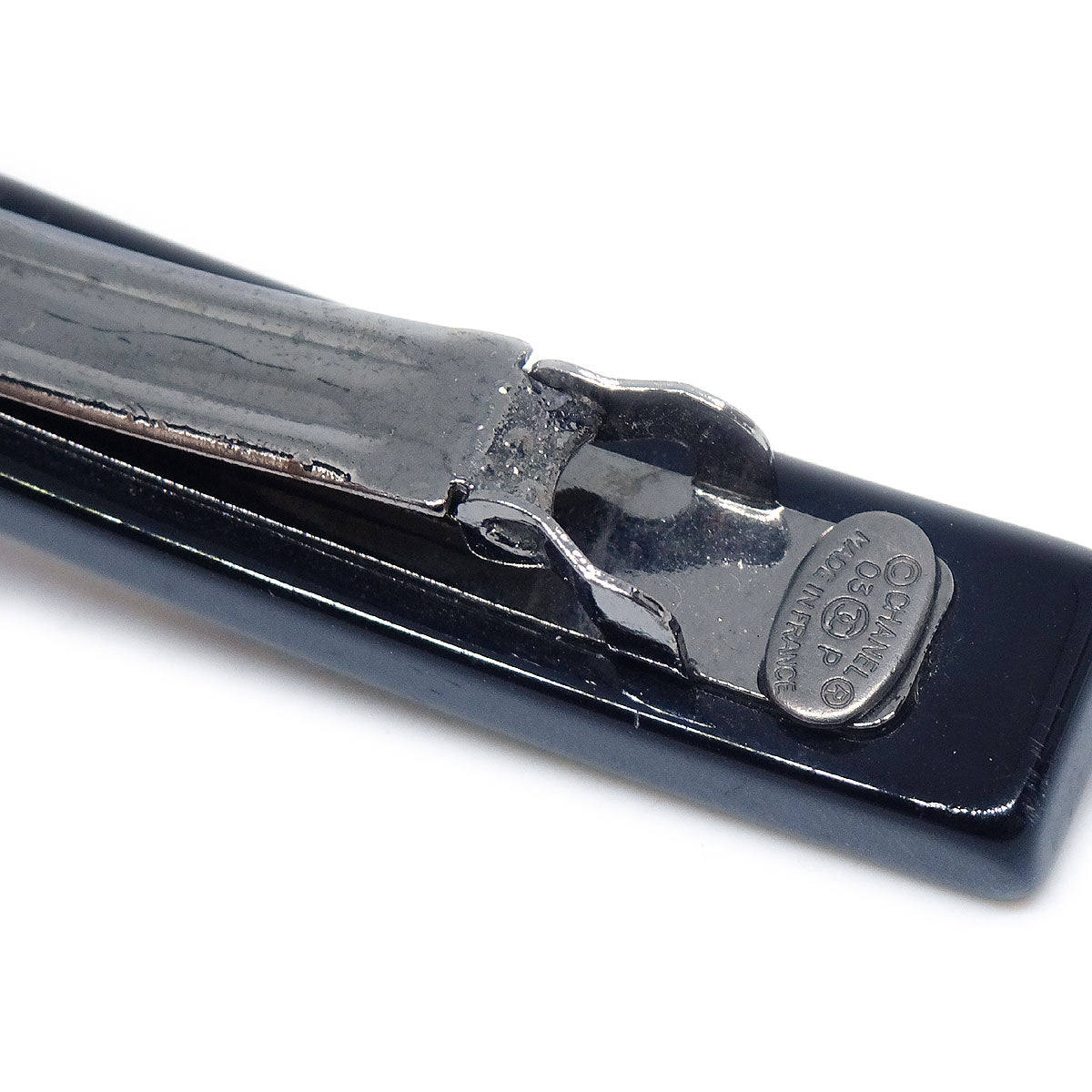 CHANEL 2003 Hair Clip Barrette Black 56343