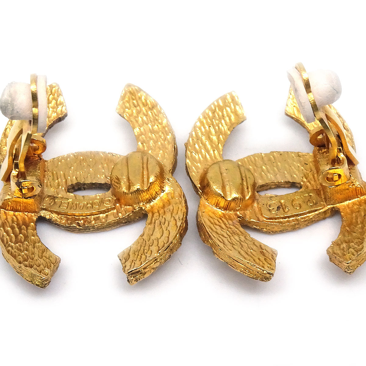 CHANEL Woven CC Earrings Clip-On Gold 2913 26228