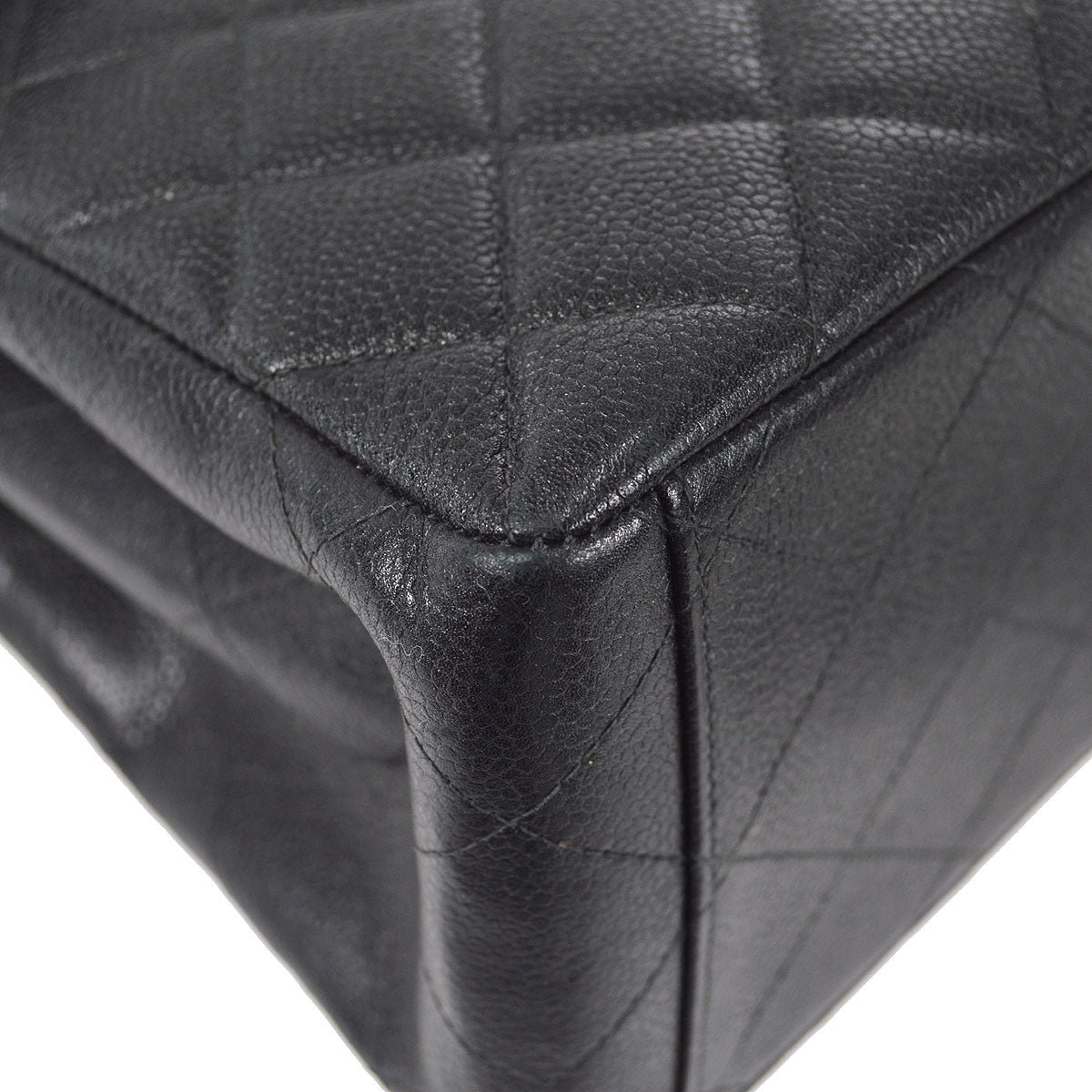 CHANEL 1996-1997 Double Side Classic Flap Shoulder Bag Medium Black Caviar