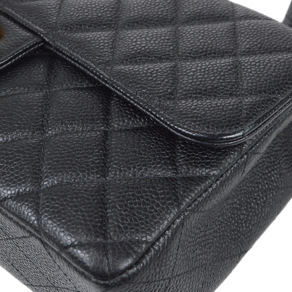 Chanel 1994 Classic Flap Handbag Medium Black Caviar
