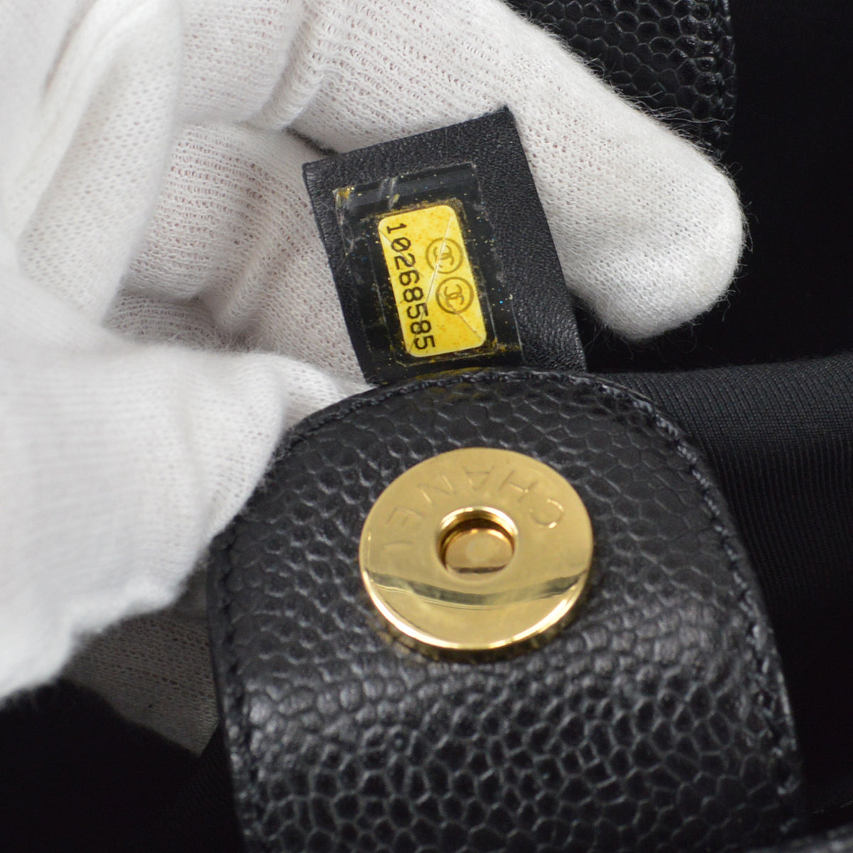 CHANEL Petite Shopping Tote PST Chain Hand Tote Bag Black Caviar 97336