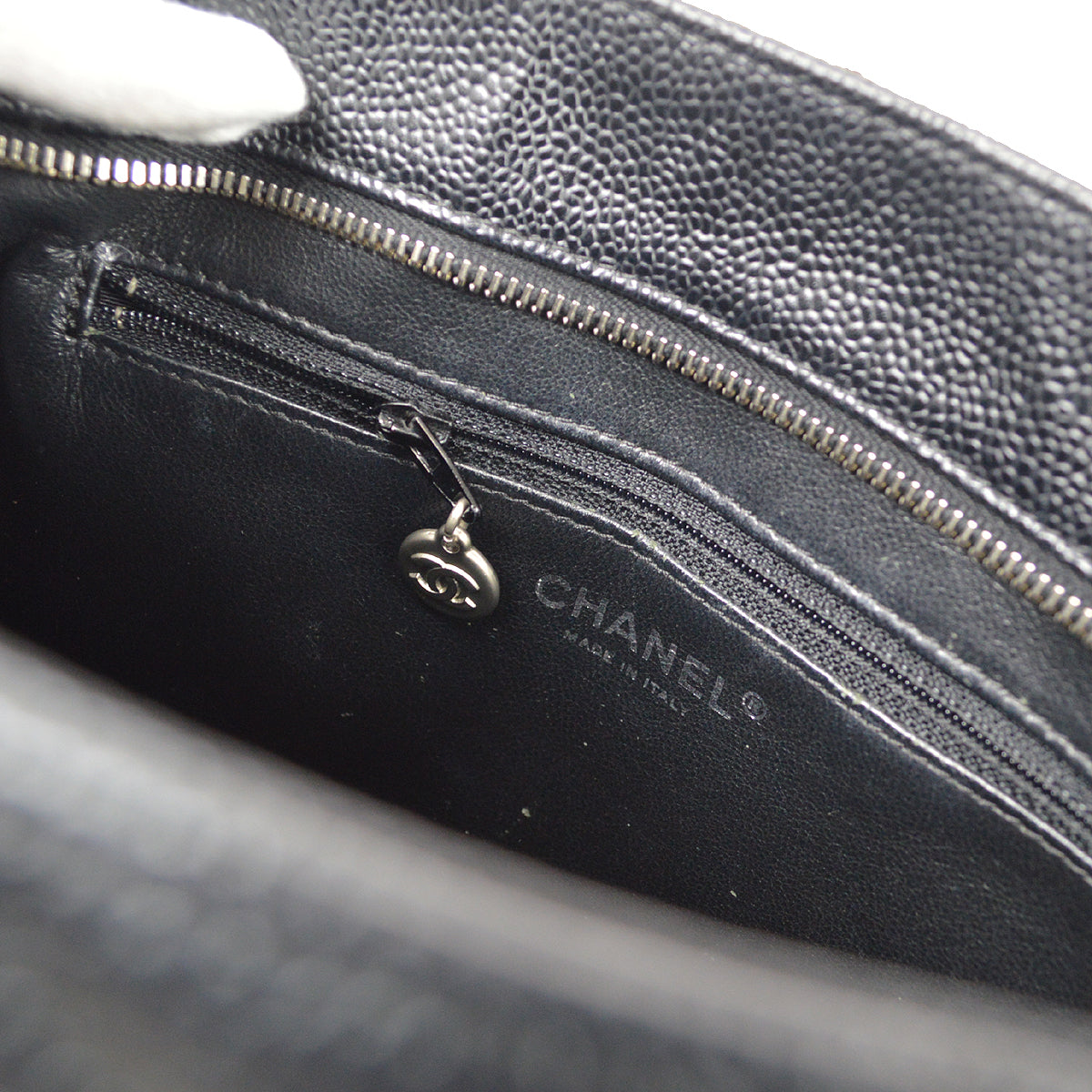 CHANEL Medallion Tote Handbag Black Caviar 97442