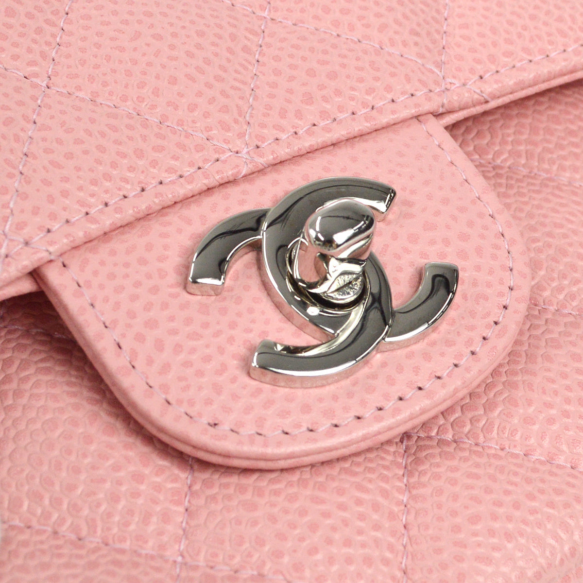 CHANEL Classic Double Flap Medium Shoulder Bag Pink Caviar 78592
