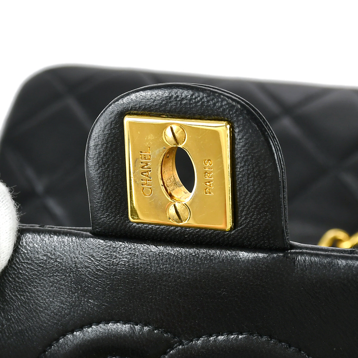 Chanel 1991-1994 Black Lambskin Classic Square Flap Bag 20