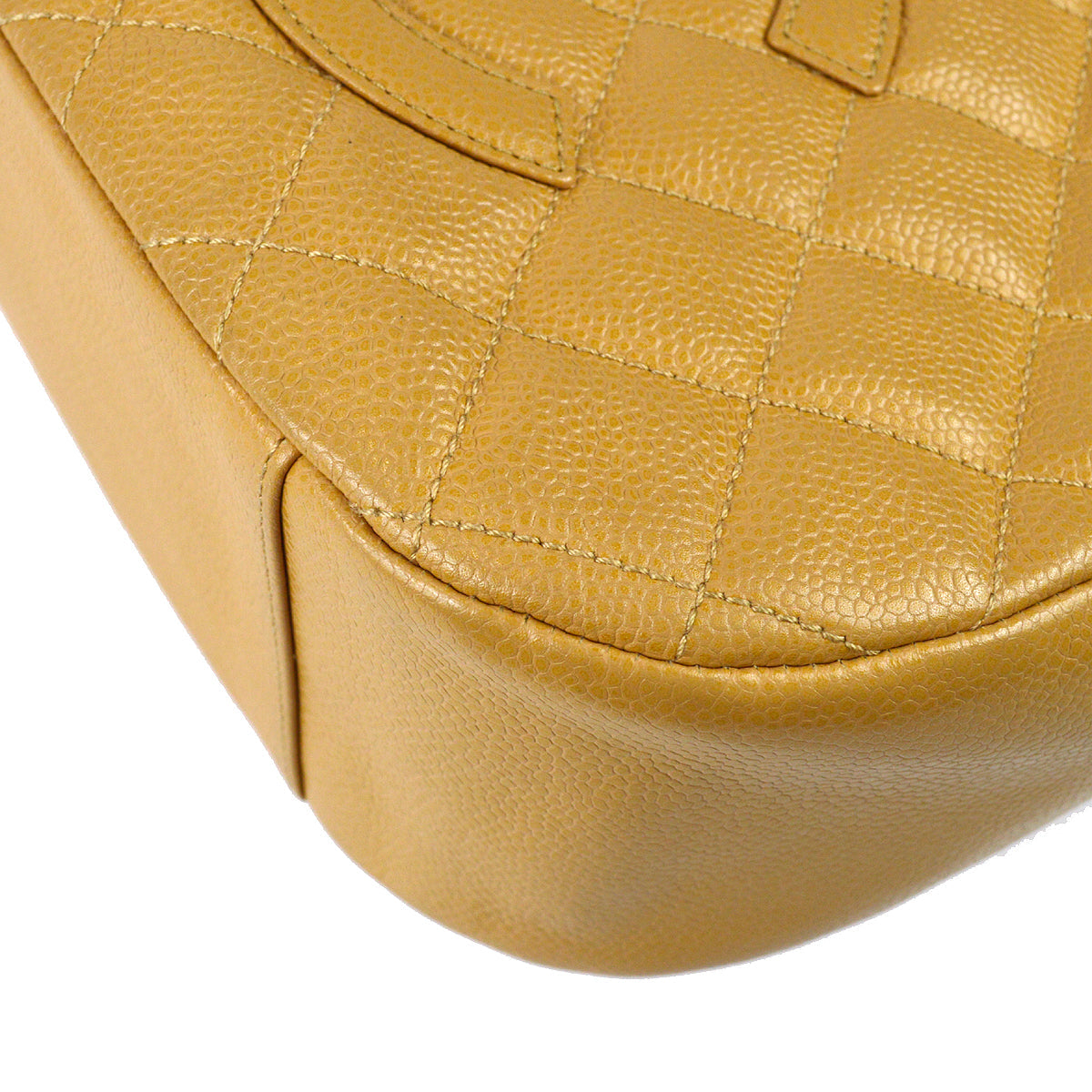 Chanel 2004-2005 Hobo Chain Handbag Beige Caviar