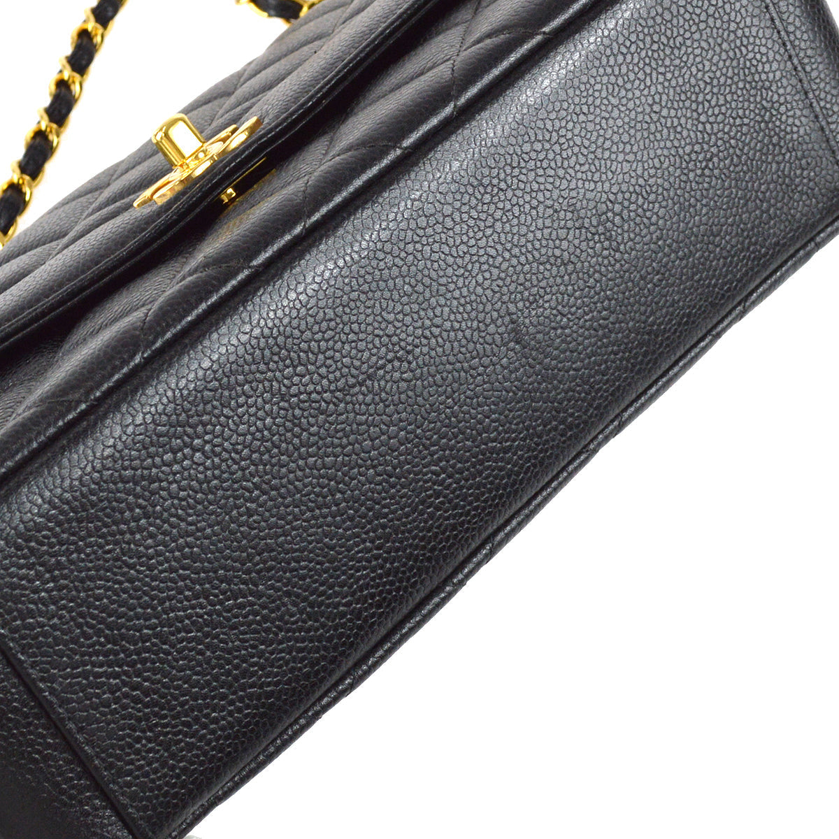 Chanel 1997-1999 Medium Diana Chain Shoulder Bag Black Caviar