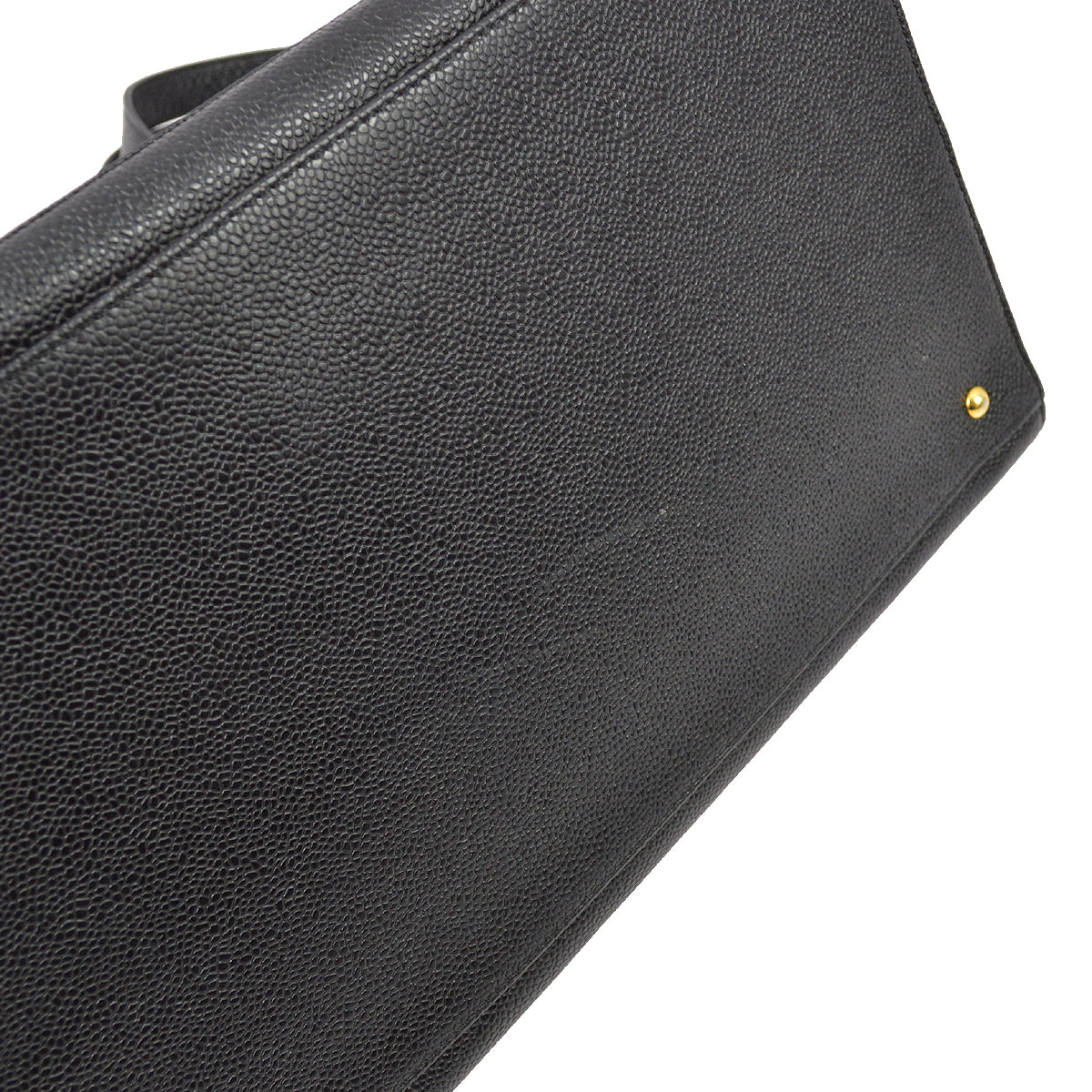 Chanel 1997-1999 Black Caviar Skin Zipper Top Tote 35