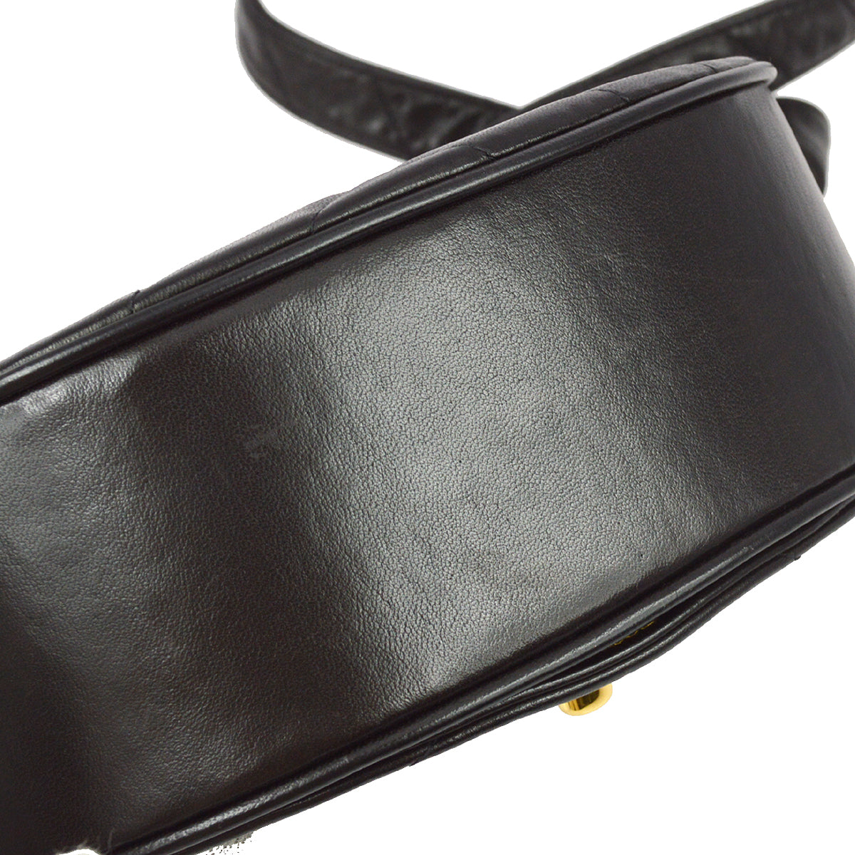Chanel 1991-1994 Black Lambskin Chevron Half Moon Shoulder Bag