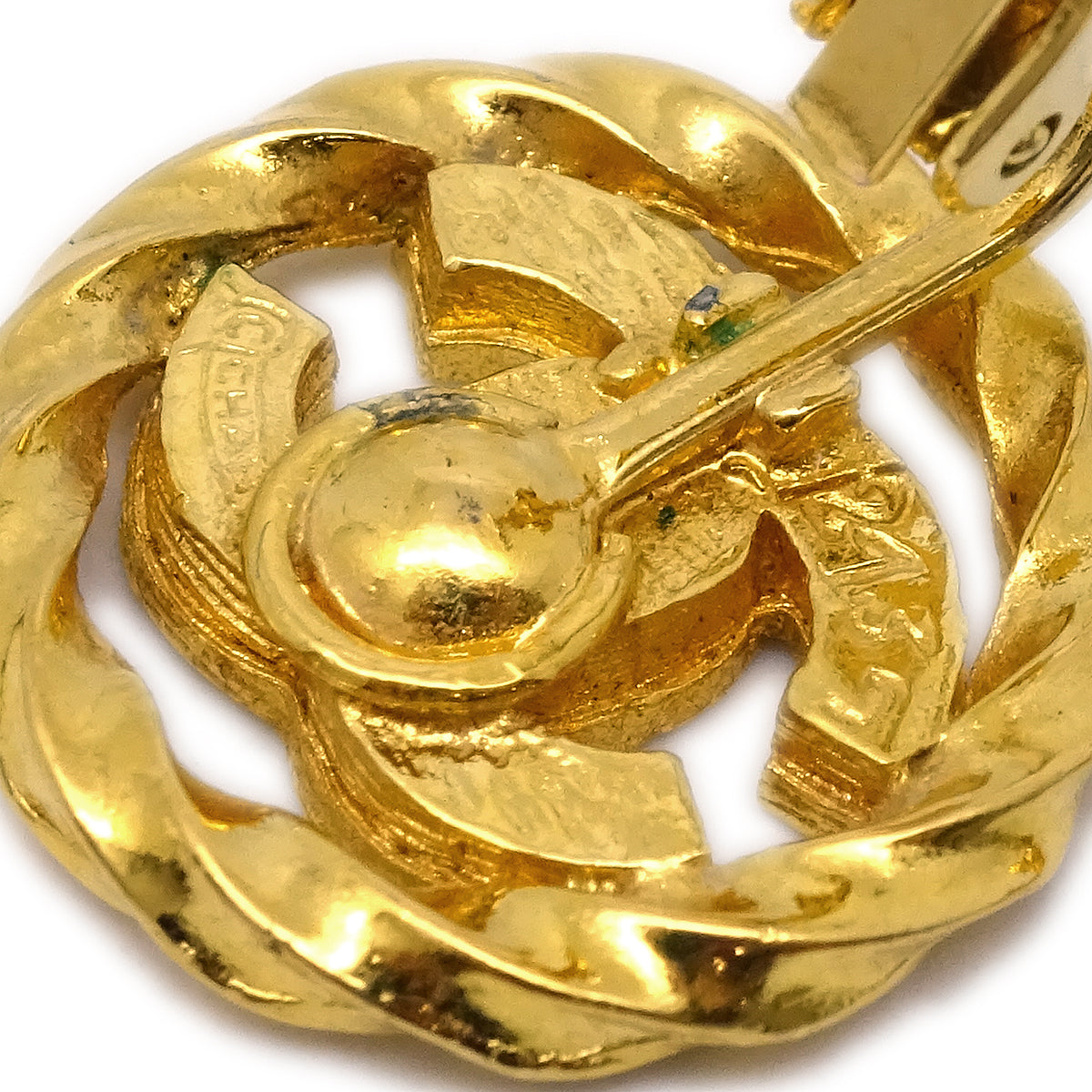 Chanel Rhinestone Earrings Clip-On Gold 2137