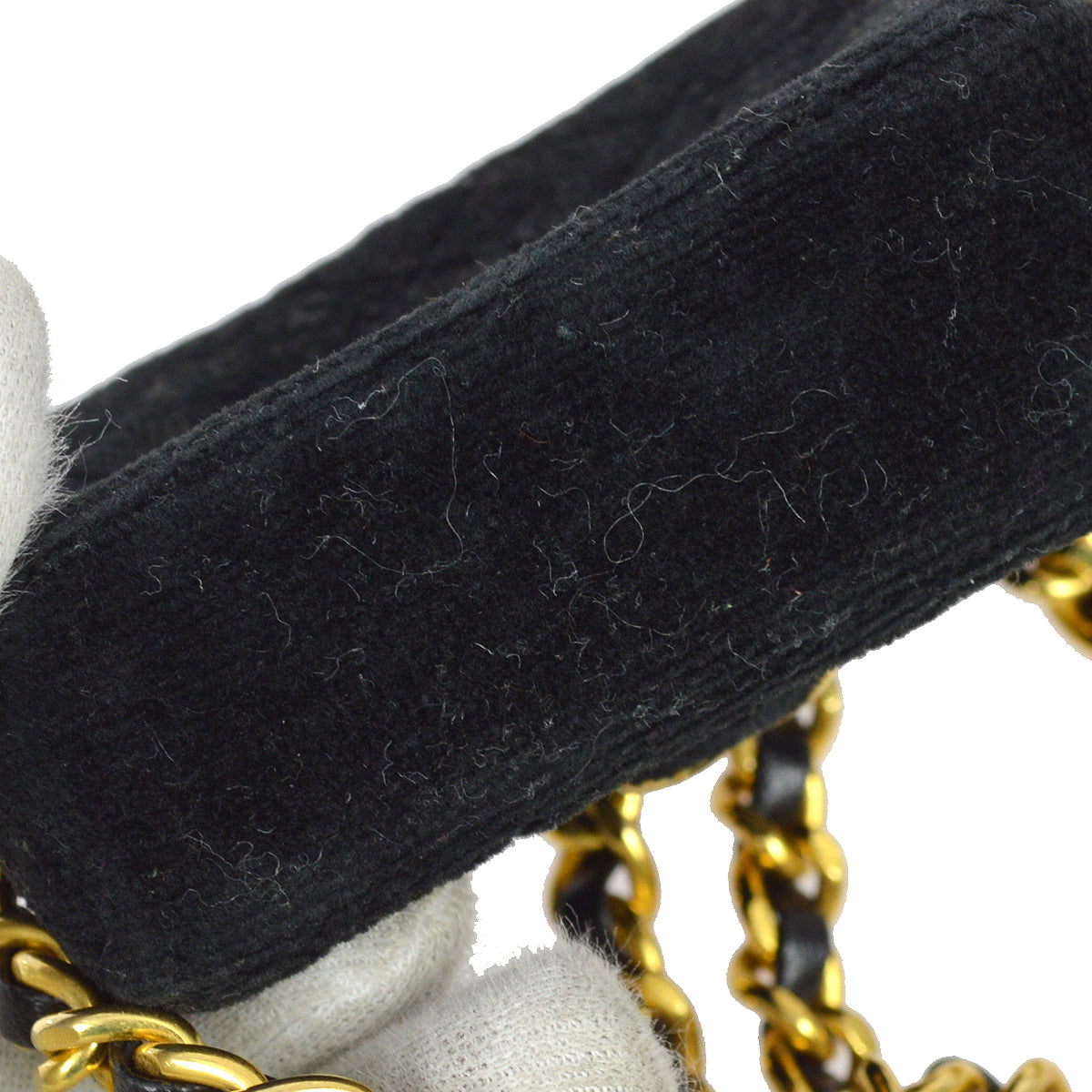 Chanel Black Velvet Classic Flap Micro Chain Pochette Pouch