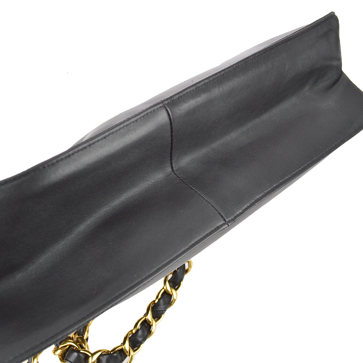 Chanel 1994-1996 Black Lambskin Chain Tote Shoulder Bag