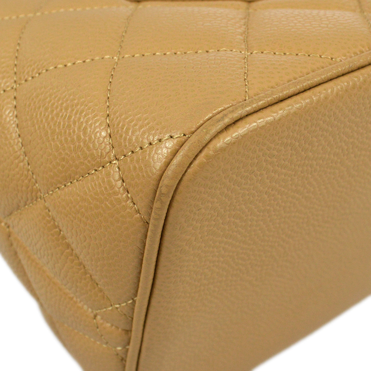 Chanel 2001-2003 Beige Caviar Medallion Tote Handbag