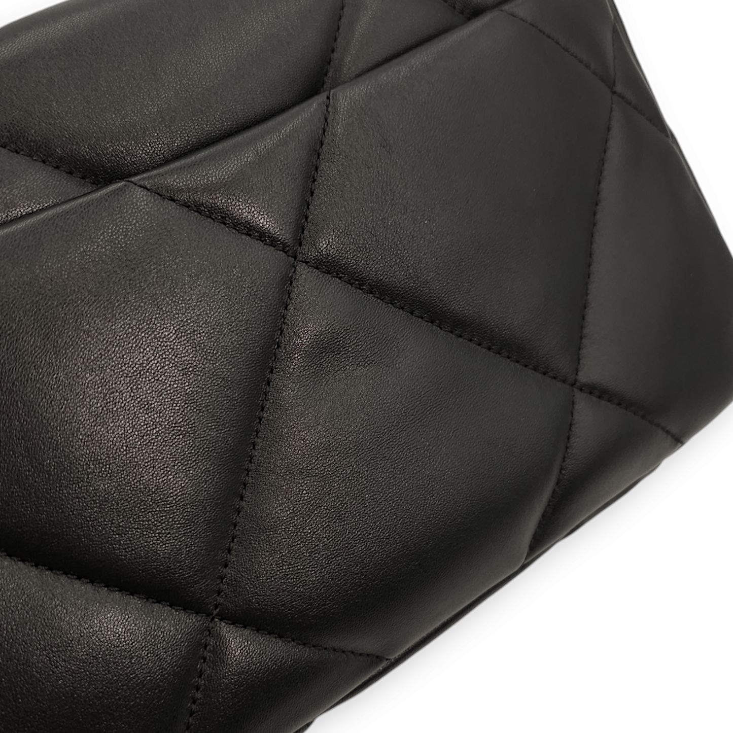 C19 Flap Small Black Shoulder Bag in Lambskin, 3-Tone hardware