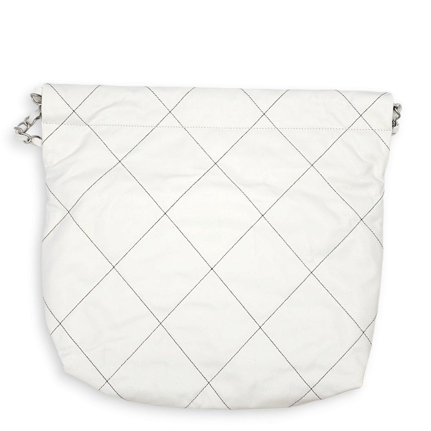22 Small White Tote Bag in Calfskin, Brushed Palladium hardware