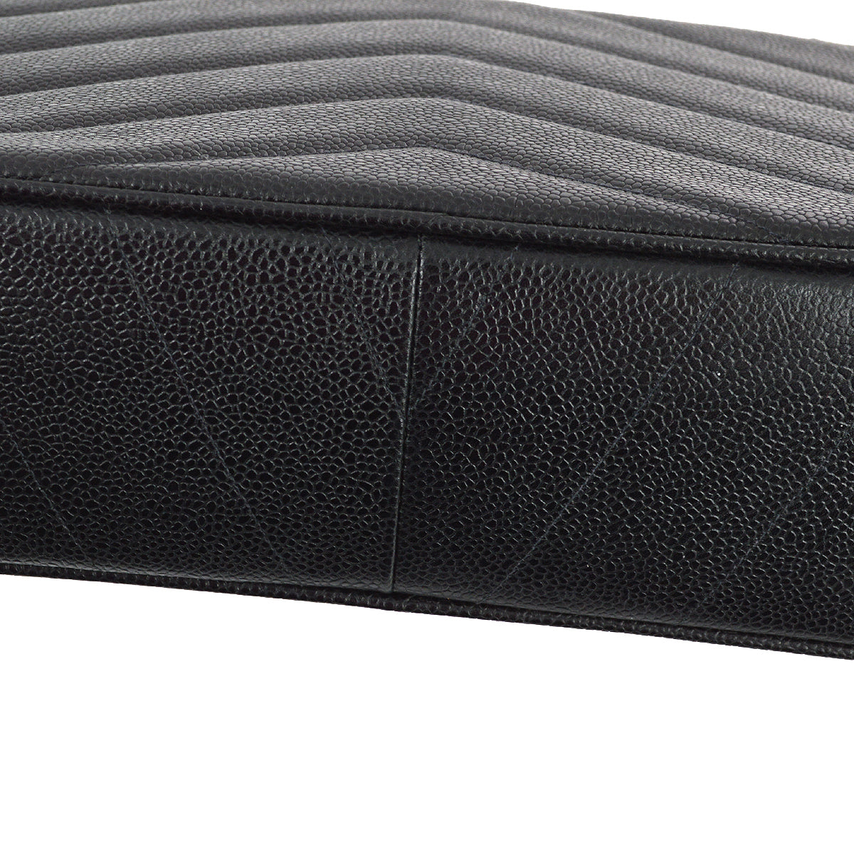 Chanel 1994-1996 Black Caviar Jumbo Chevron Letter Flap Bag