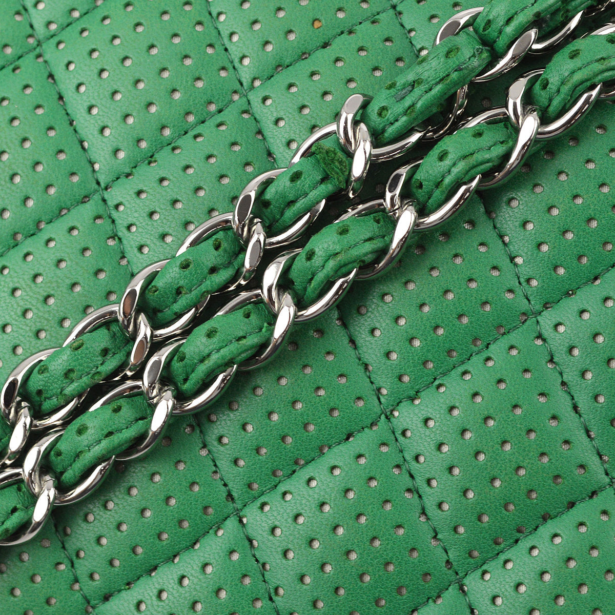 Chanel Green Lambskin East West Shoulder Bag