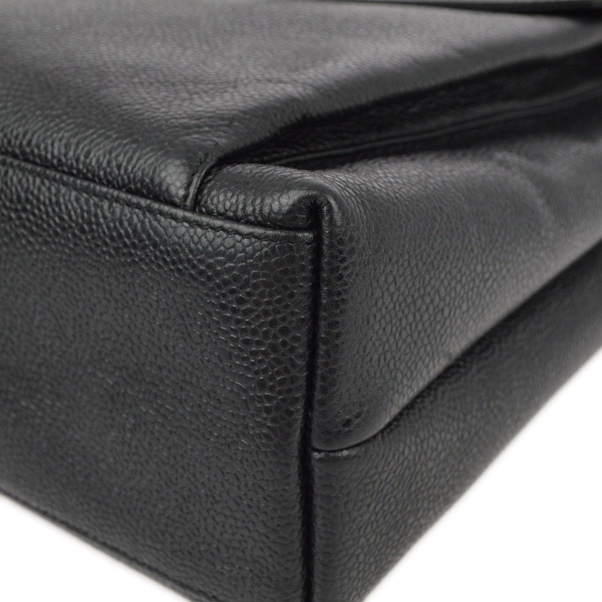 Chanel Black Caviar Chain Shoulder Tote Bag