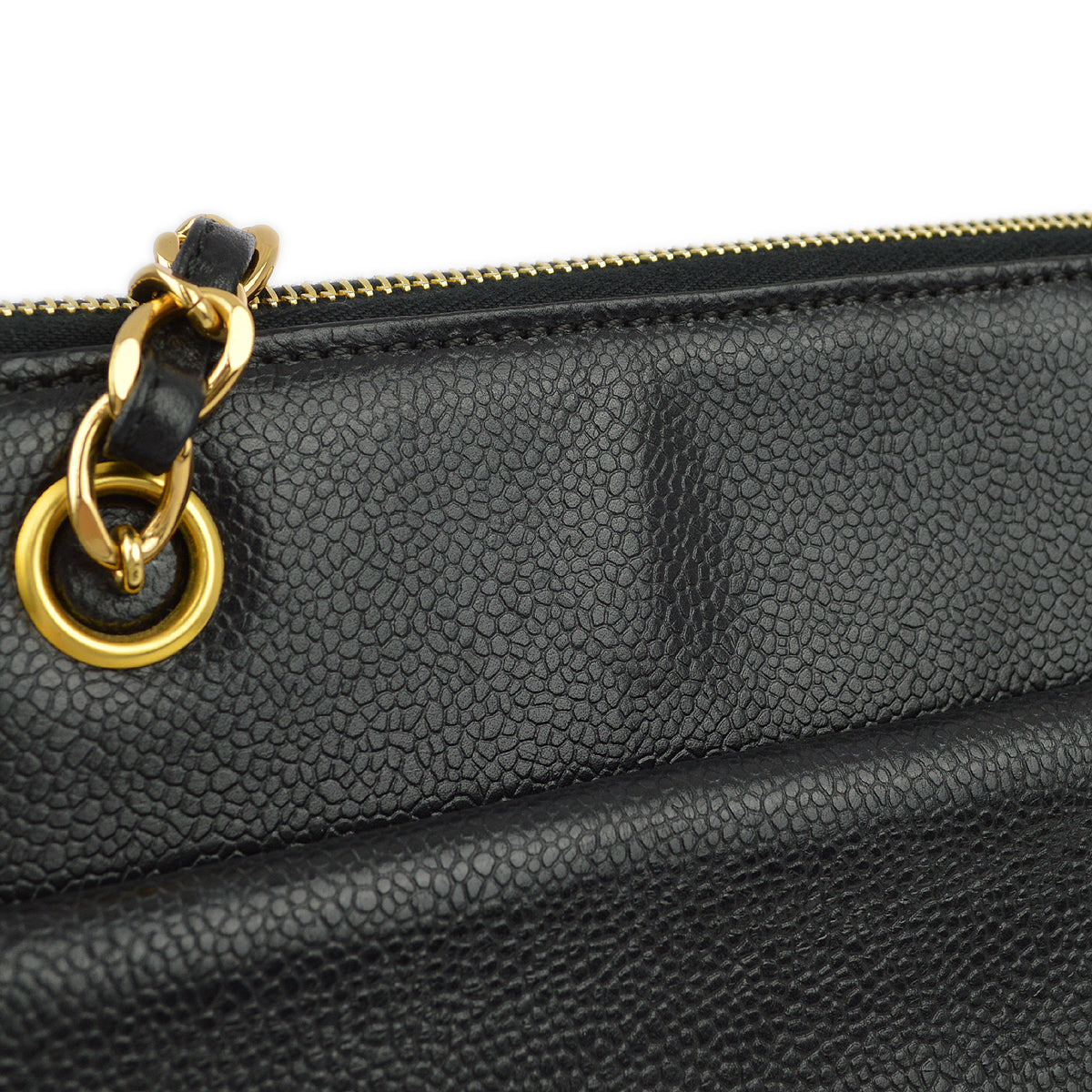 Chanel Black Caviar Chain Shoulder Tote Bag