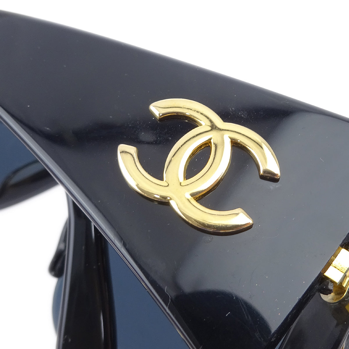 Chanel Chain Sunglasses Eyewear Black Small Good