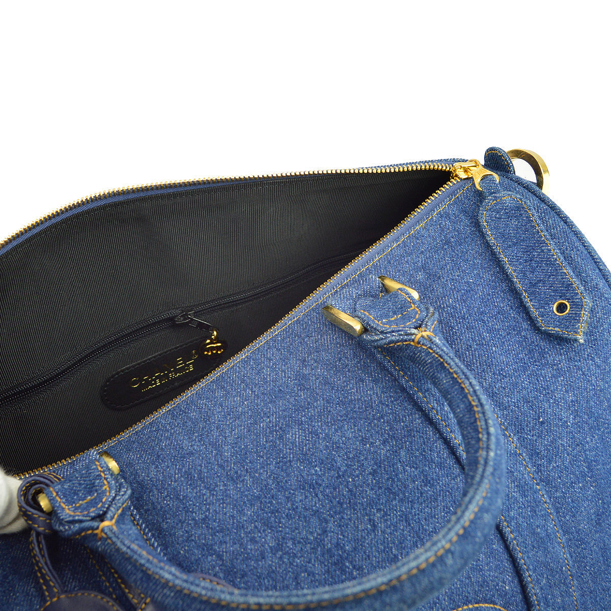 Chanel * Indigo Denim 2way Shoulder Duffle Travel Handbag