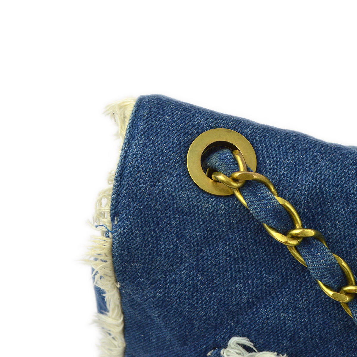 Chanel 1997-1999 Blue Denim Maxi Straight Flap Bag