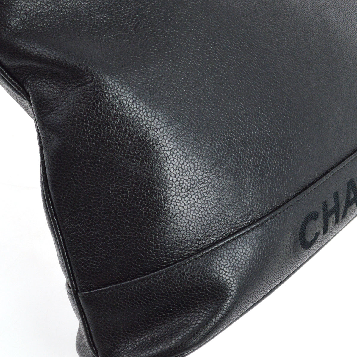 Chanel 1996-1997 Black Caviar Chain Shoulder Tote Bag