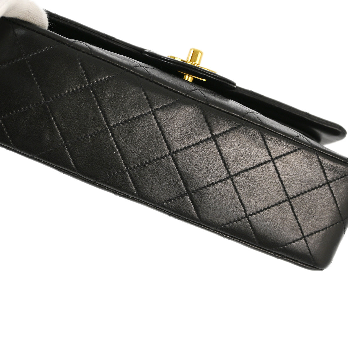 Chanel 1991-1994 Black Lambskin Small Classic Double Flap Shoulder Bag