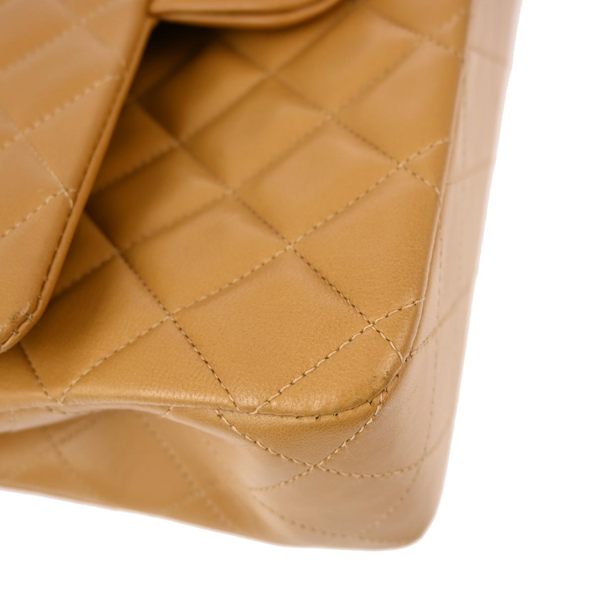 Chanel * 1996-1997 Beige Lambskin Small Classic Double Flap Shoulder Bag