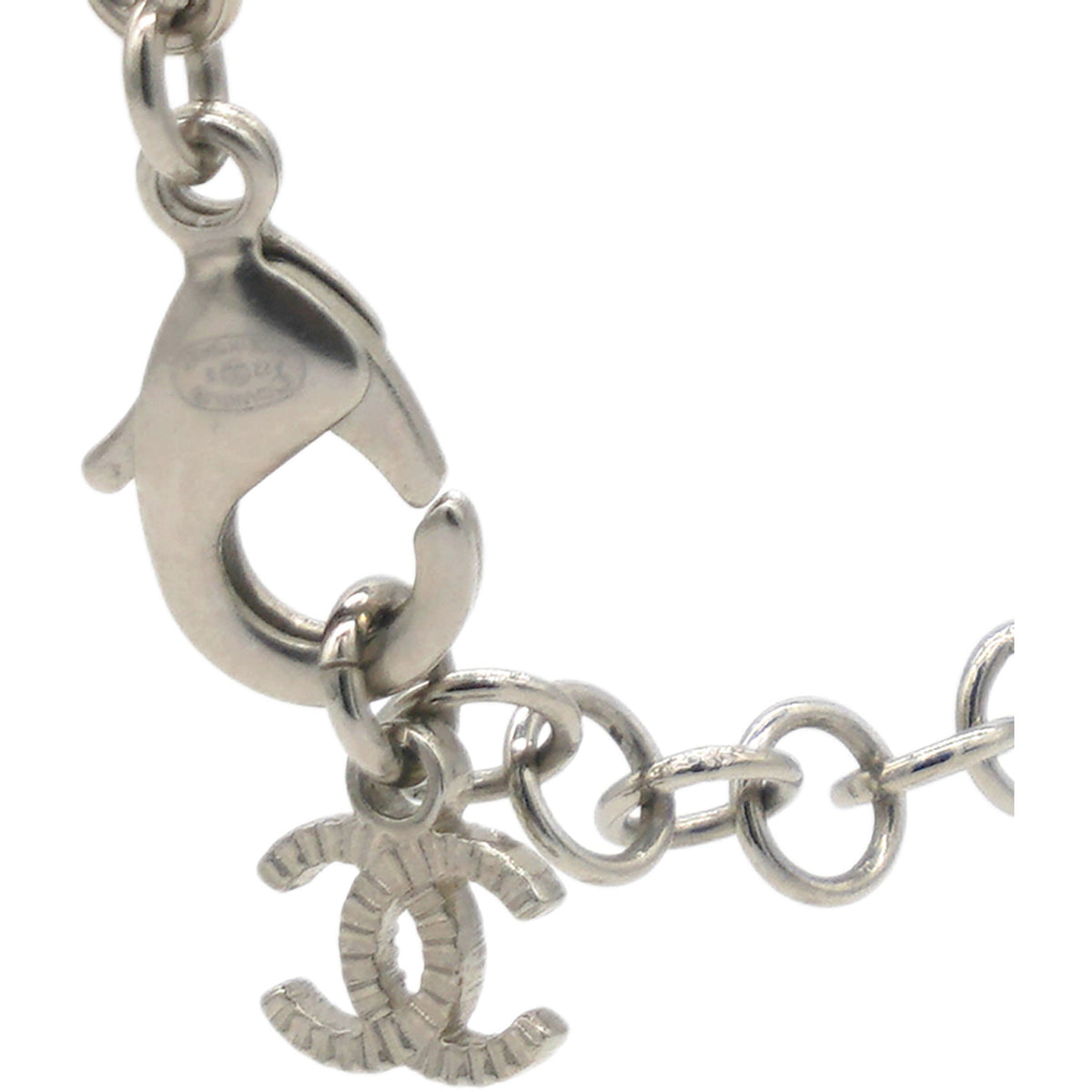 Chanel Metal Coco Mark Necklace Pearl Rhinestone