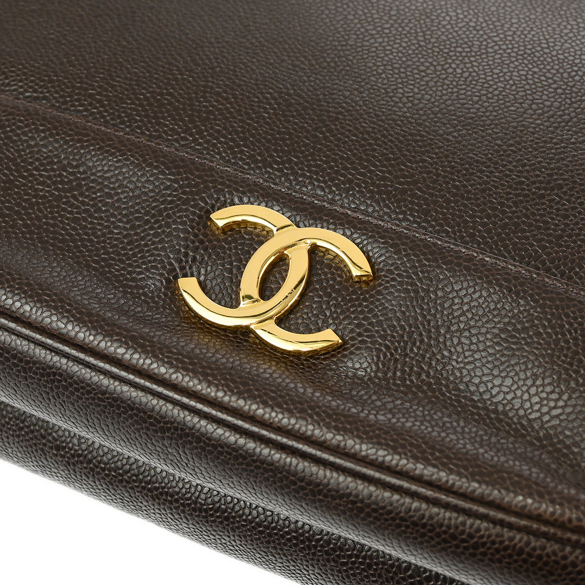 Chanel 1994-1996 Brown Caviar Triple CC Shoulder Tote Bag