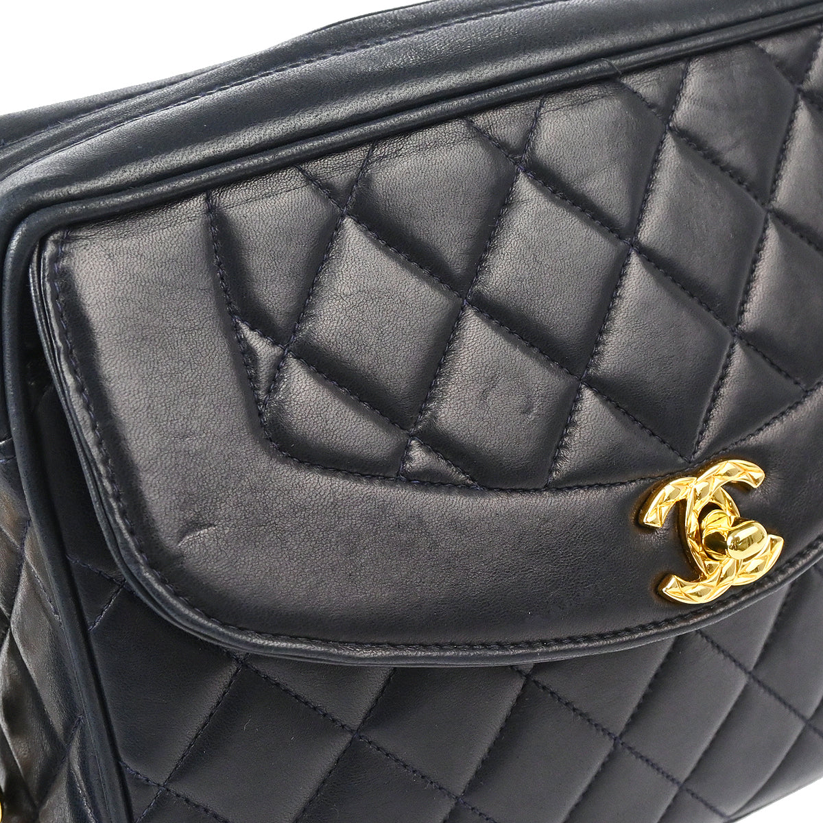 Chanel 1991-1994 Navy Lambskin Camera Bag Small