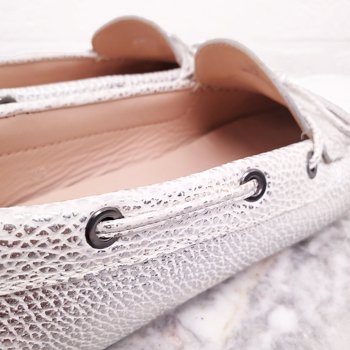 TODS SILVER LOAFERS - SIZE 39