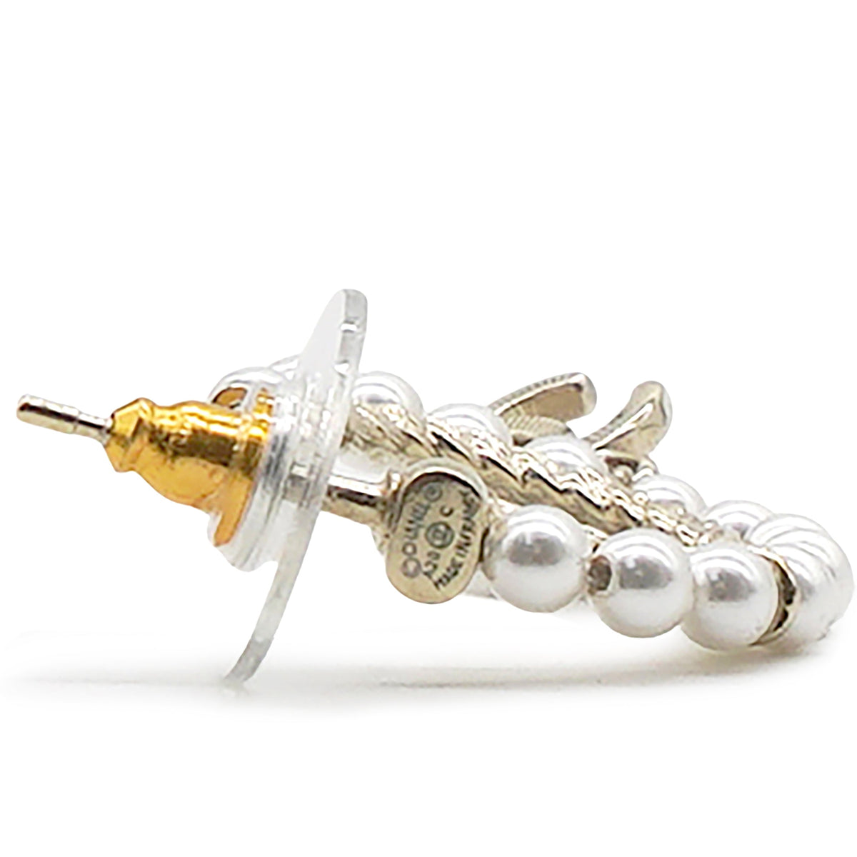 Chanel Pearl Charms CC Hoop Earrings