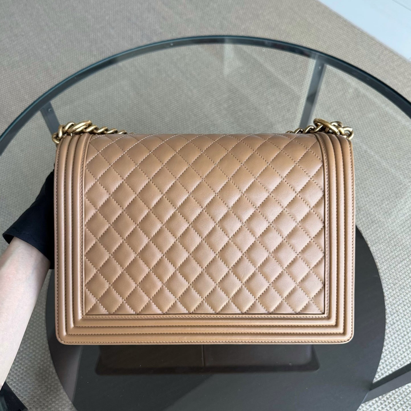 Chanel Boy Large - Quilted Lambskin Brown Gold Hardware Series 19