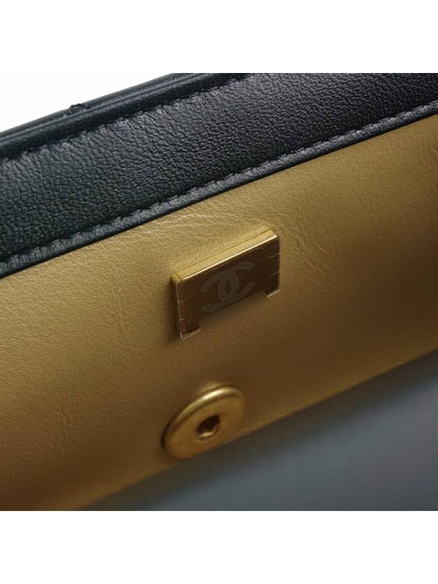 Classic New Mini Gold Ball Flap Lambskin Gold Metal Cross Bag Black Chanel