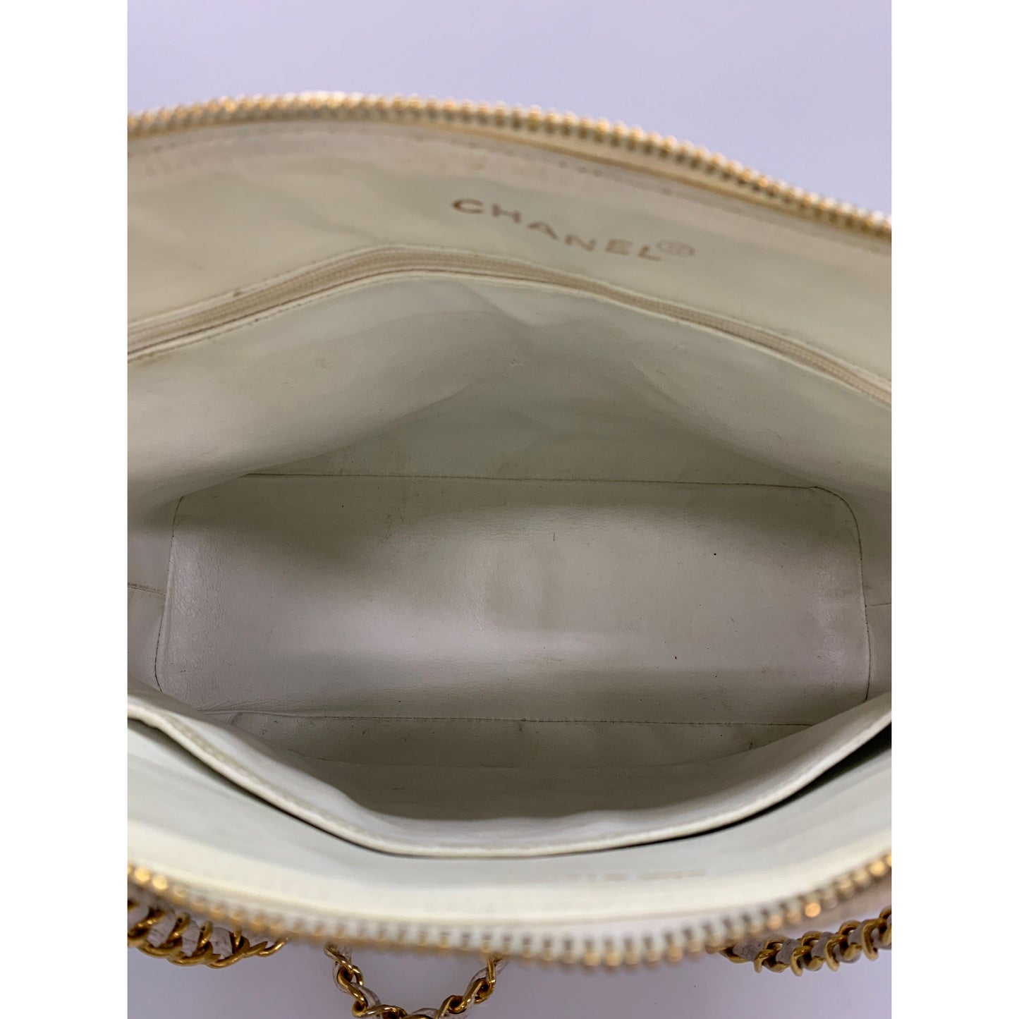 #CHANEL/Cross Body Bag/WHT/Leather