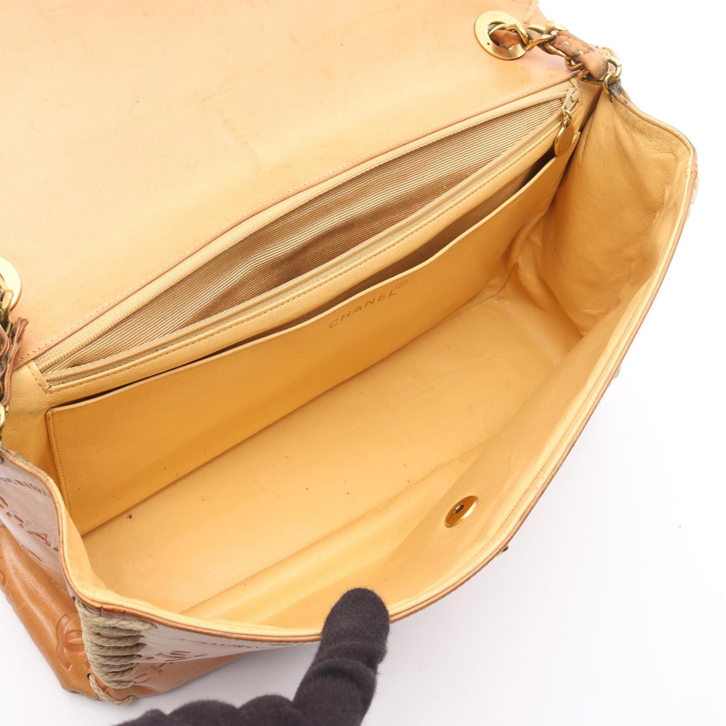 Chanel De Coco Mark Baseball Stitch Leather Shoulder Bag