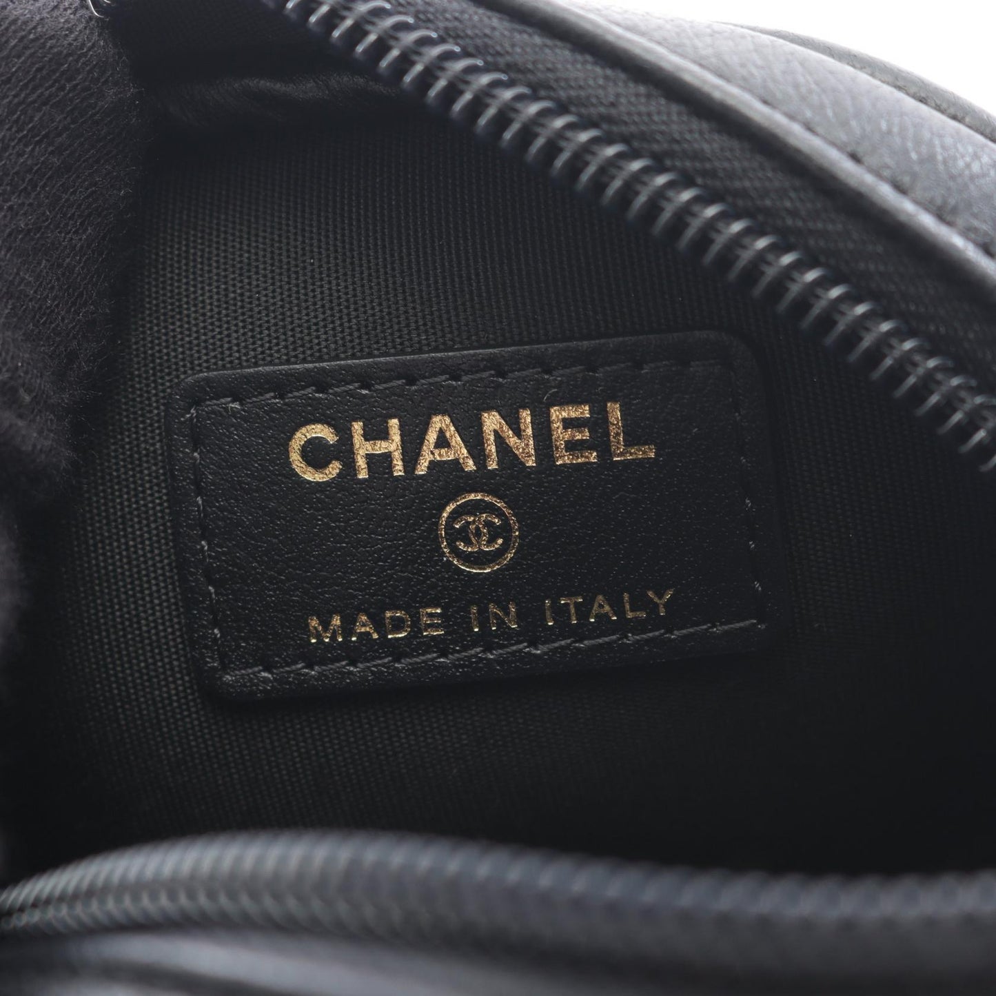 Chanel Coco Mark Leather Round Pouch