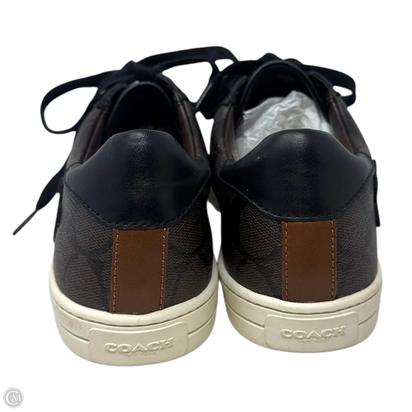 Porter Lace Up Sneakers Shoes Designer By Coach In Signature Coated Canvas, Size: 9