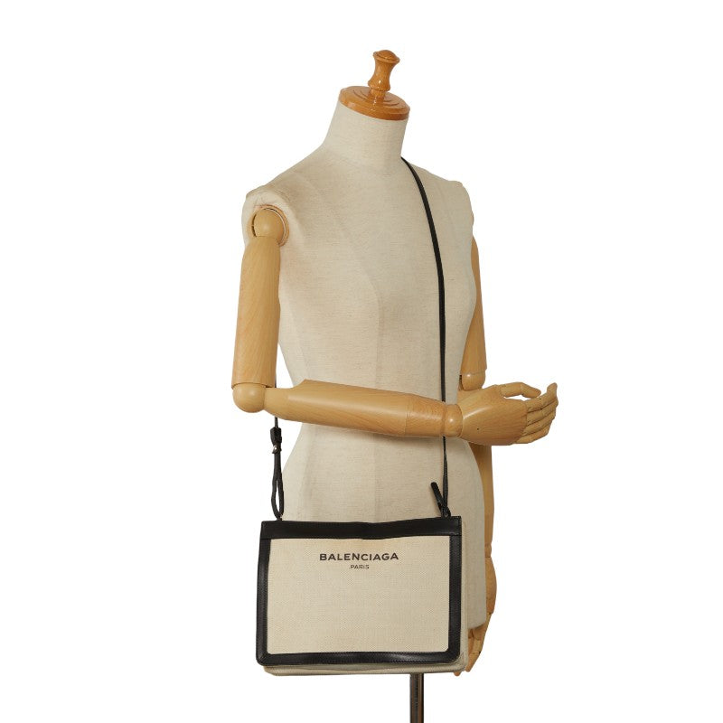 Balenciaga Canvas Leather Navy Pochette Shoulder Bag 339937