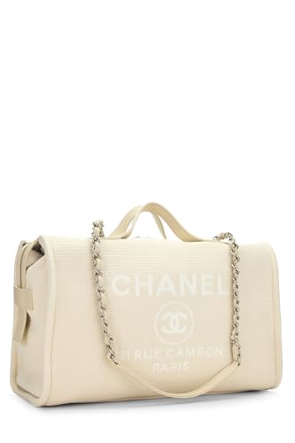 Chanel, Beige Canvas Deauville Boston, Beige