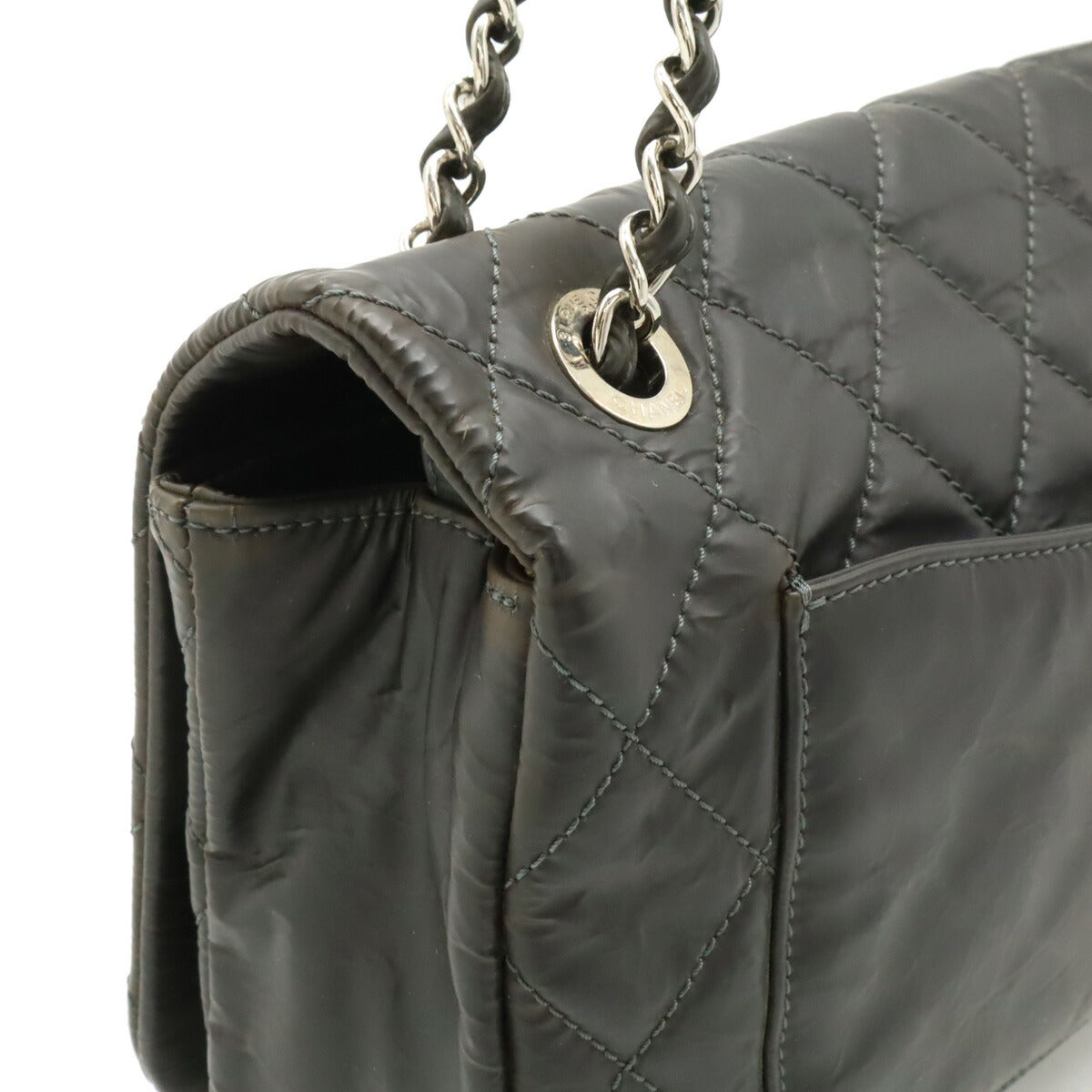Chanel PVC Matelassé Coco Mark Chain Shoulder Bag Dark Grey