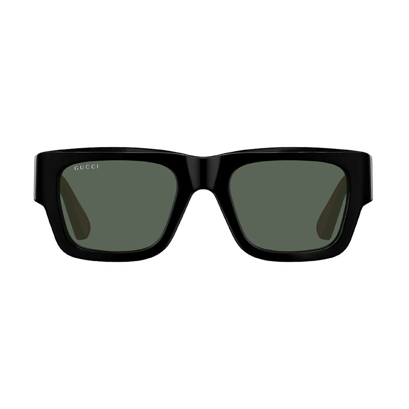 Gucci Sunglasses Square Full Rim, Shiny Black Frame and Grey Lens GG1668S001