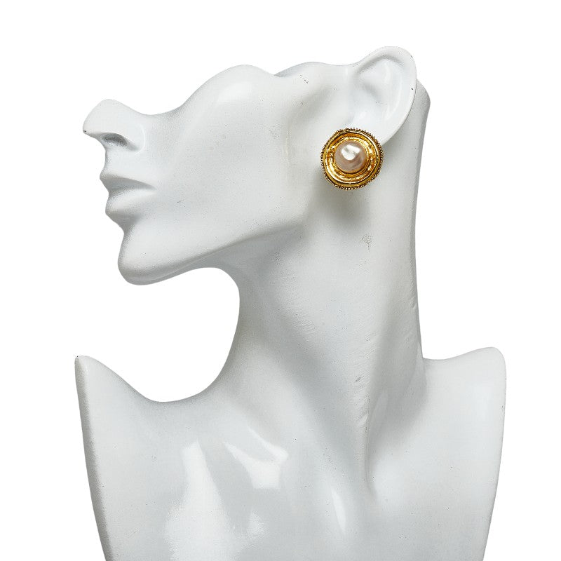Chanel Pearl Earrings Gold Plated Clip-on