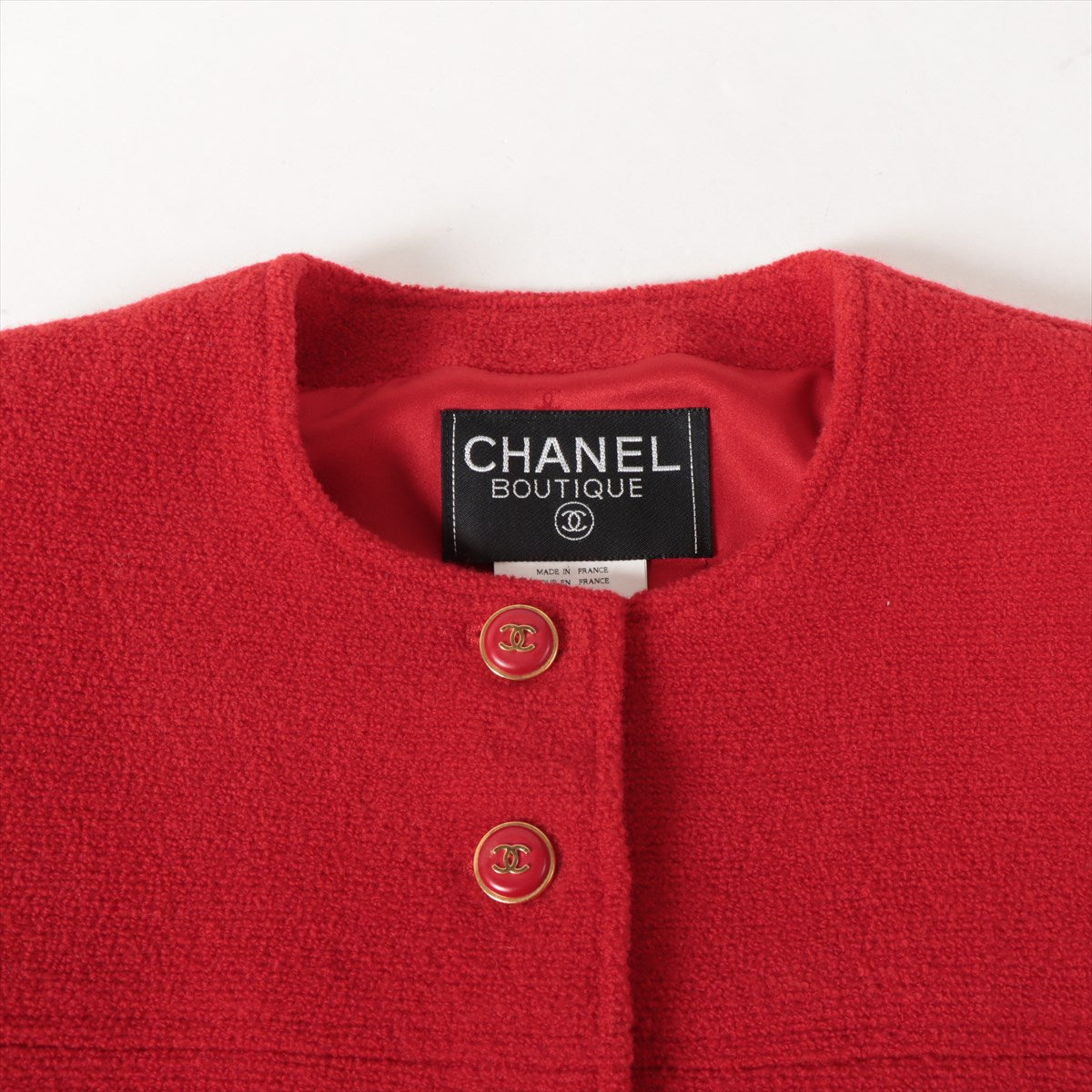 Chanel Coconut Button 95A Wool Nylon Jacket 36 Red Twid P05302V04291