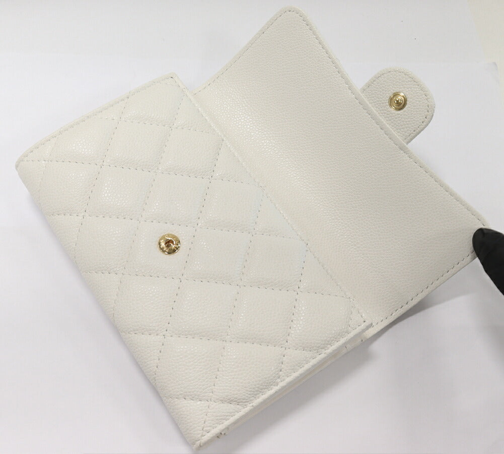 Chanel Caviar Skin Bifold Wallet Matelasse Medium Classic Flap AP0232